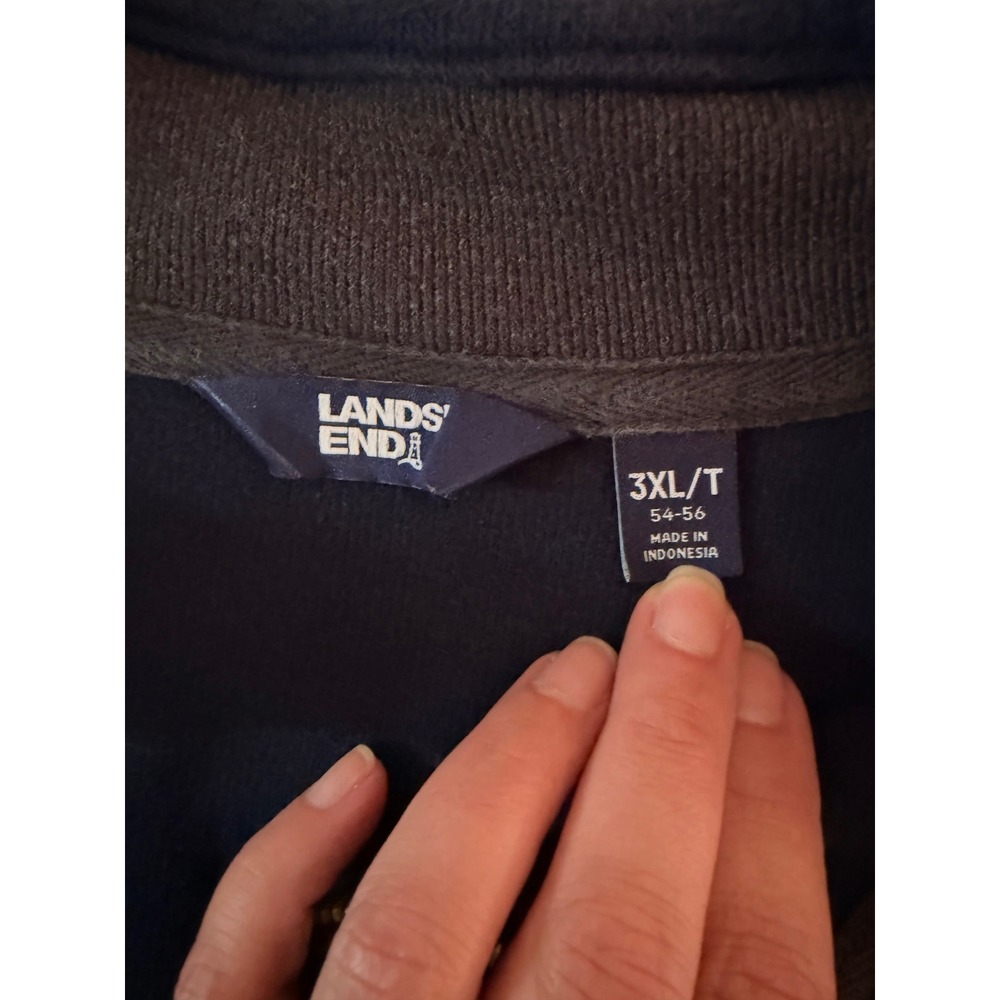 Lands' End Men's 3XL Tall Big & Tall Navy Quarter Zip Cotton Pullover - Picture 5 of 11